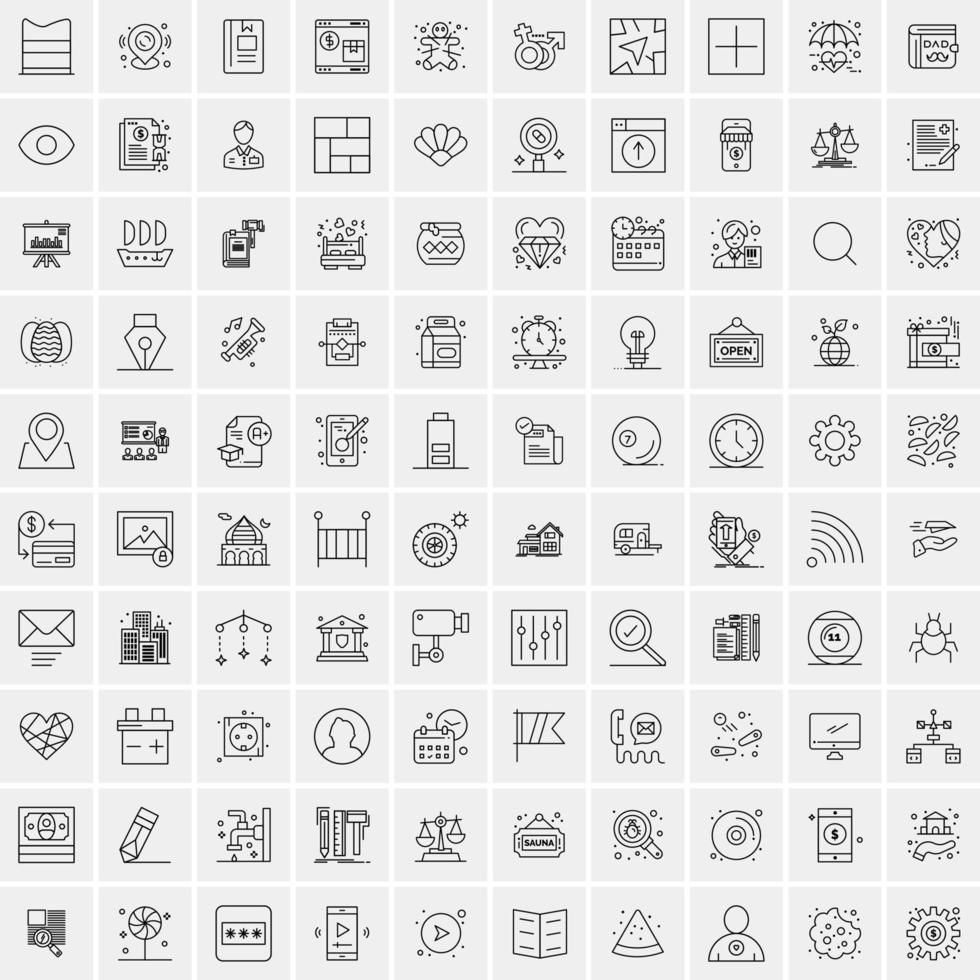 conjunto de 100 ícones de linha de negócios criativos vetor
