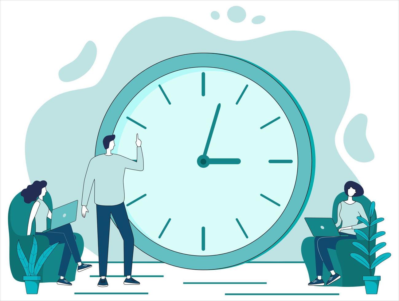 gerenciamento de tempo e deadline.businessmen concordam com os termos de implementação de projetos de negócios. o conceito de trabalho em equipe e tempo control.flat ilustração vetorial. vetor