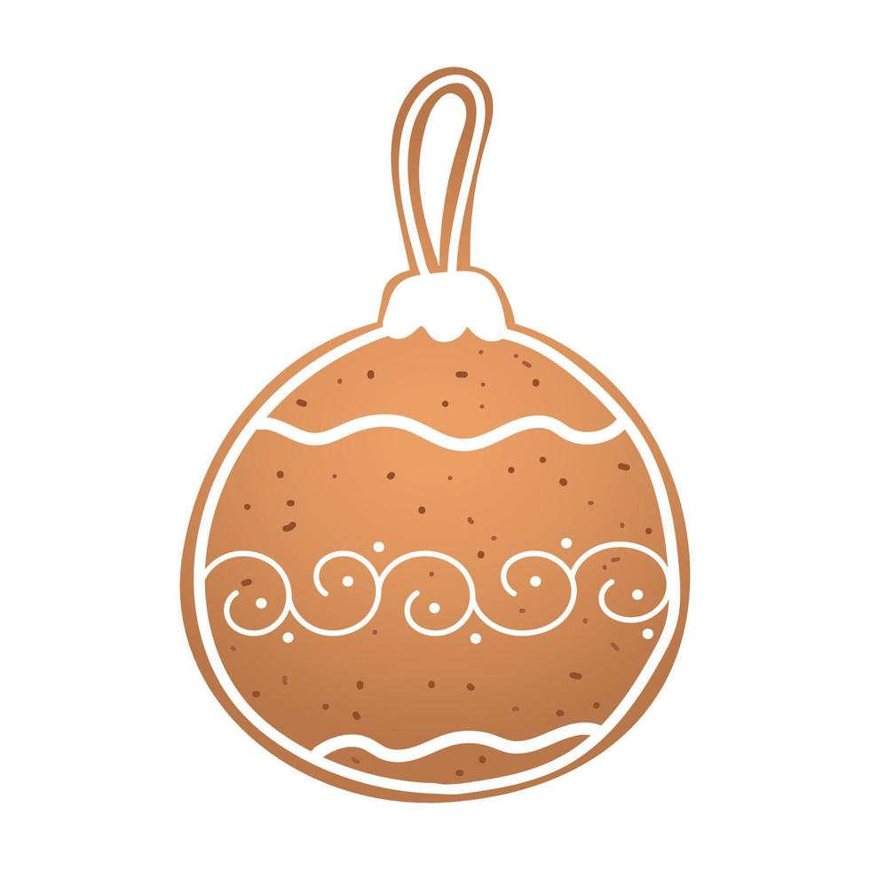 biscoito de gengibre de férias em forma de brinquedo de natal com glacê branco. ilustração vetorial em estilo simples vetor