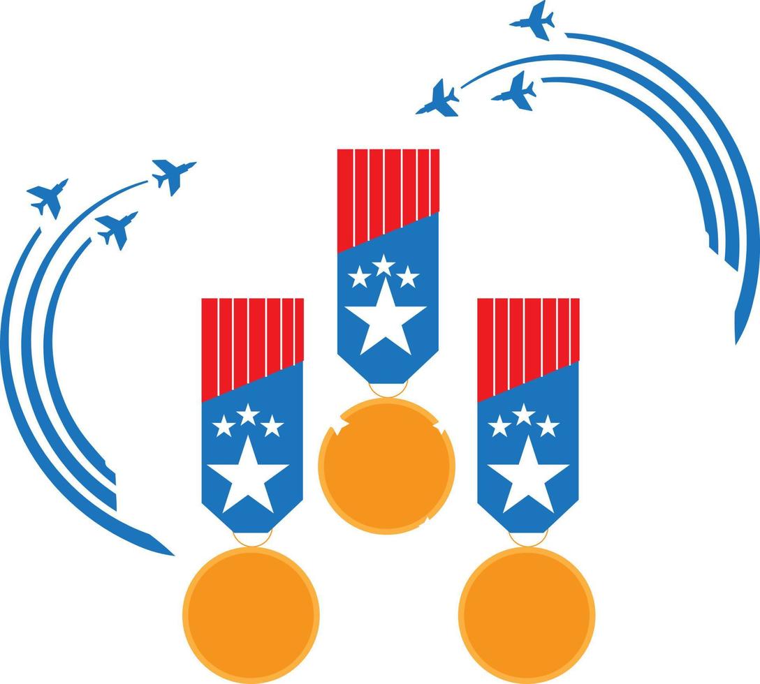 fundo ícone do dia do veterano medal.flat vector ícone de parabéns medalha de ouro, com o dia dos veteranos em fundo roxo.