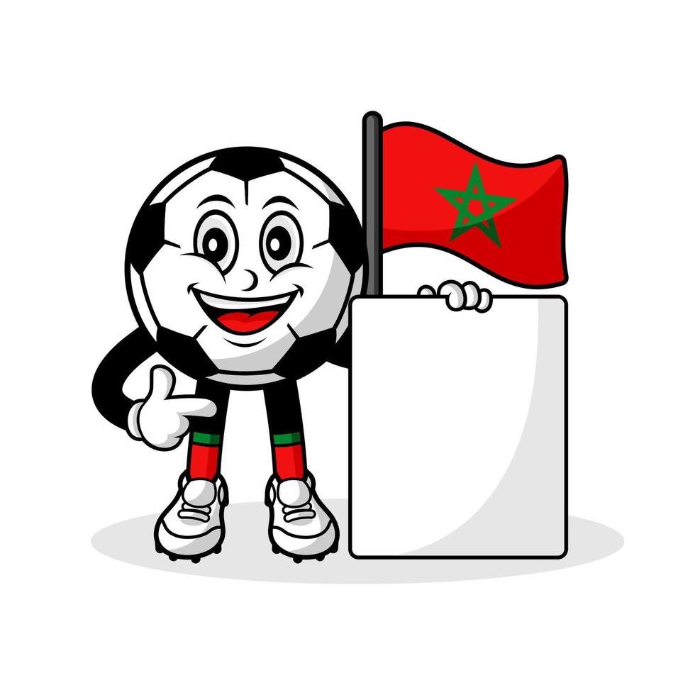 mascote cartoon futebol bandeira marocco com banner vetor