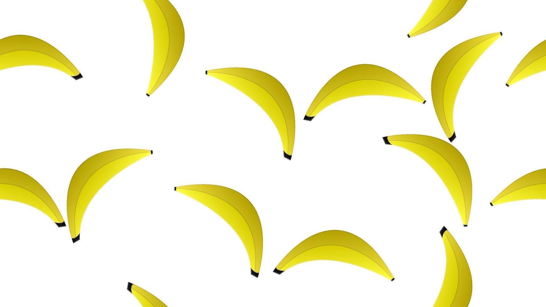 ilustração vetorial. padrão com bananas. banana amarela e brilhante em um fundo branco. papel de parede para café vegano. comida saudável. decoração de uma loja de frutas vetor