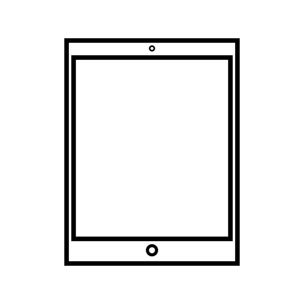 ilustração em vetor de tablet retangular inteligente digital digital moderno preto e branco com ícone isolado no fundo branco. tecnologias digitais de computador conceito