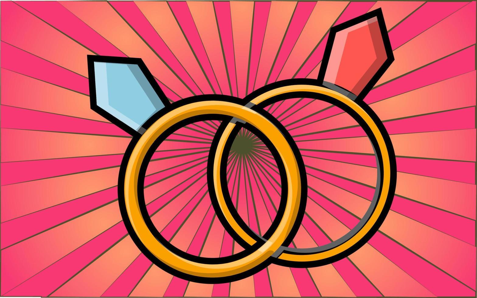 ícone de estilo simples simples de lindos dois anéis de diamante para uma festa de casamento ou noivado para a festa do amor dia dos namorados ou 8 de março. ilustração vetorial vetor