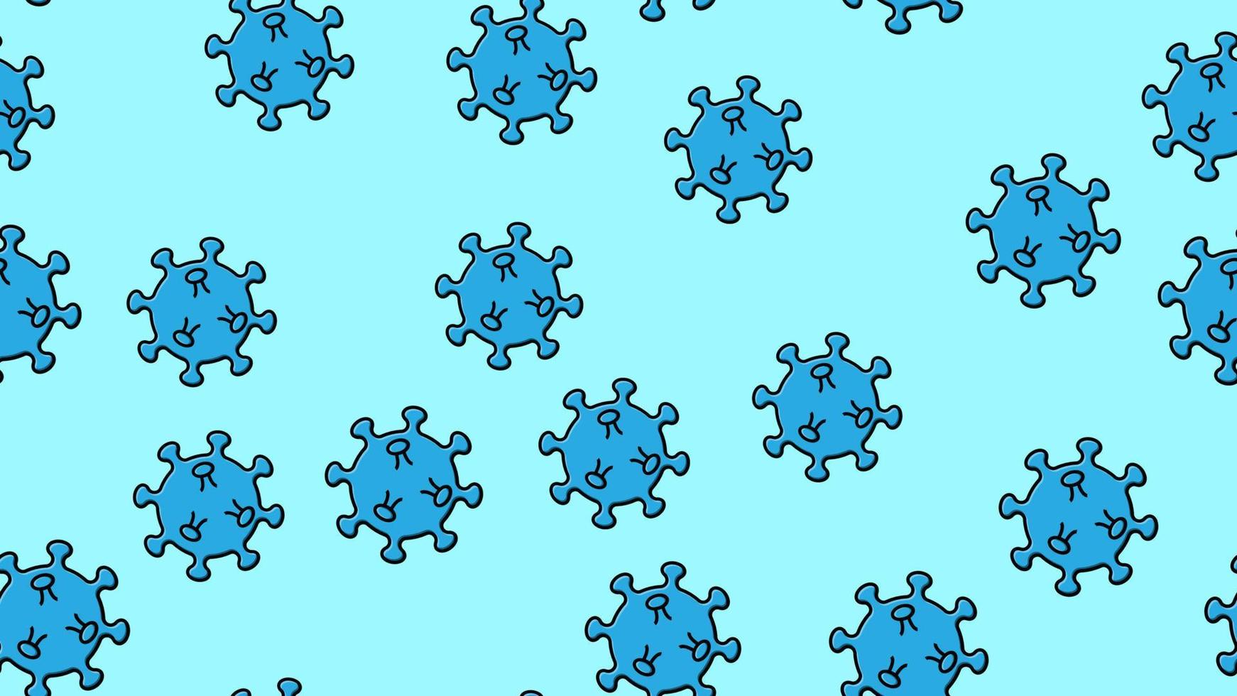 interminável padrão contínuo de epidemia de pandemia de coronavírus respiratório mortal infeccioso azul, vírus micróbio covid-19 causando pneumonia em um fundo azul vetor