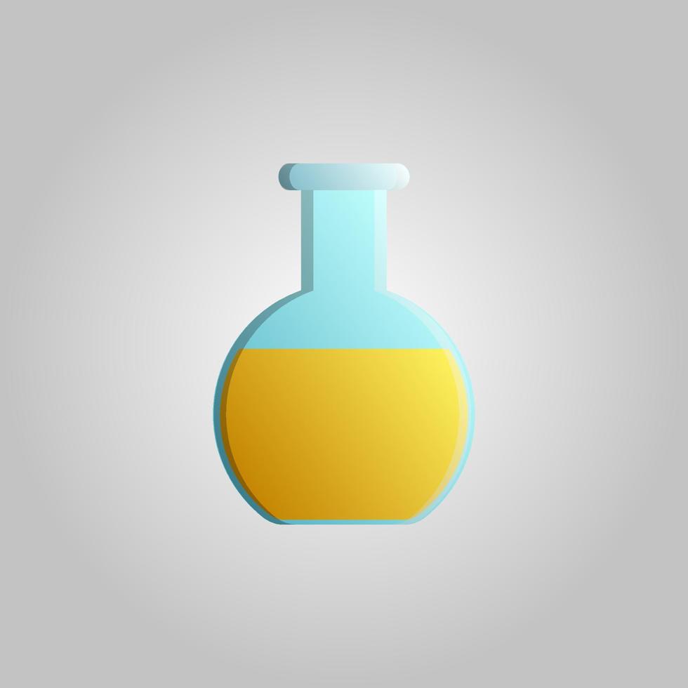belo ícone médico de um tubo de ensaio químico de laboratório de vidro científico, frasco de pesquisa em um fundo branco vetor