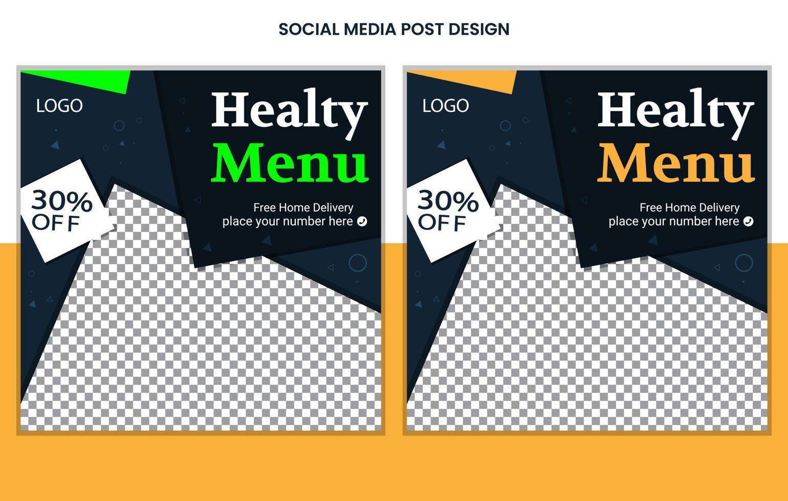 modelo de design de postagem de mídia social de comida, design de postagem de mídia social de restaurante, design de postagem de hambúrguer, design de postagem de menu vetor