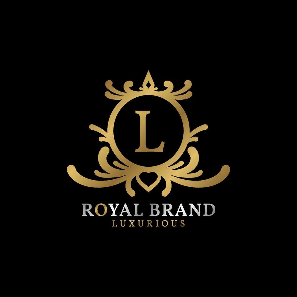 letra l design de logotipo de vetor de crista real para marca luxuosa