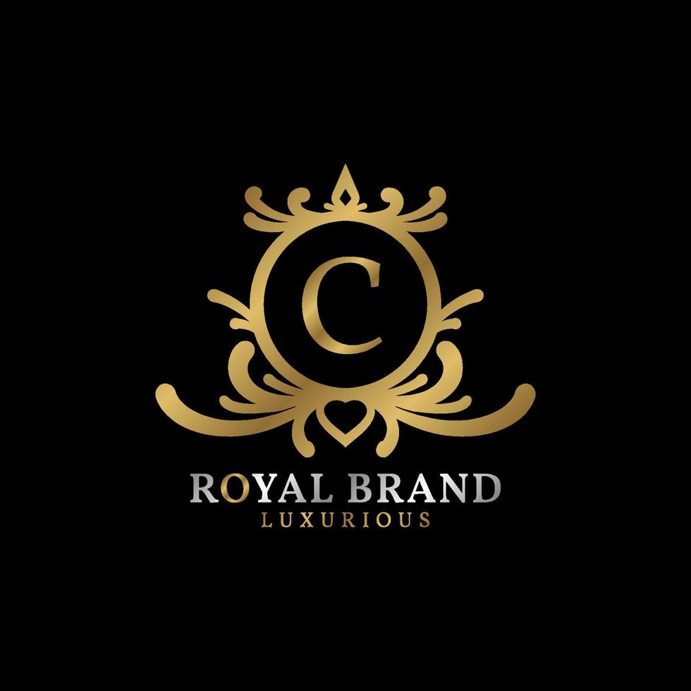 letra c design de logotipo de vetor de crista real para marca luxuosa