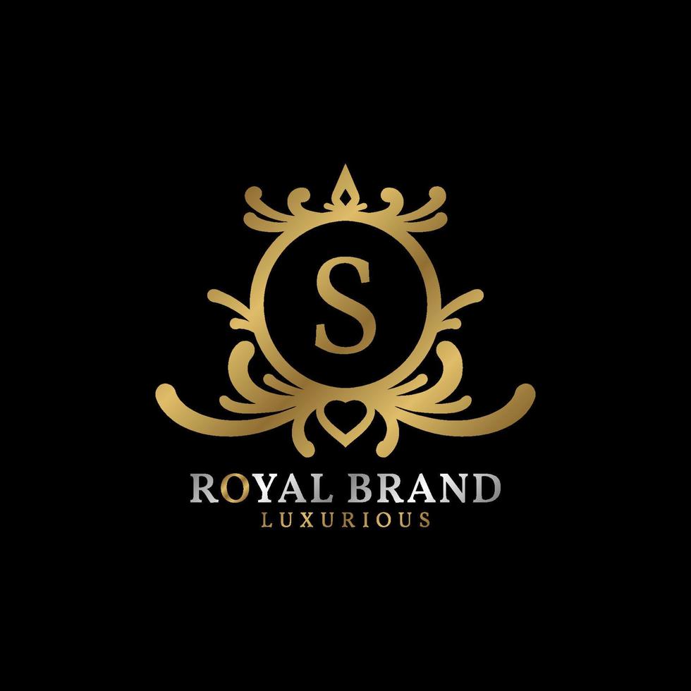 design de logotipo de vetor de crista real da letra s para marca luxuosa