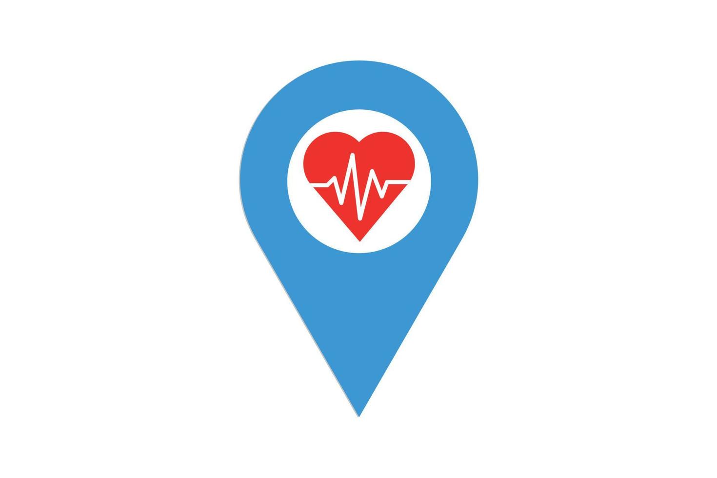ícone de localização médica hart e vetor de logotipo.