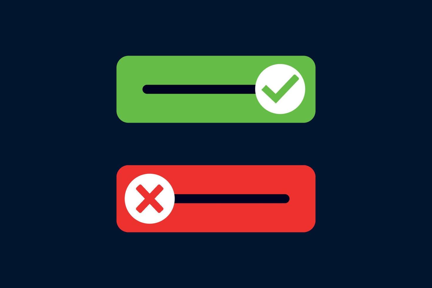 cheque verde e marca da cruz vermelha com elemento de ilustração vetorial de botões rejeitados aprovados vetor
