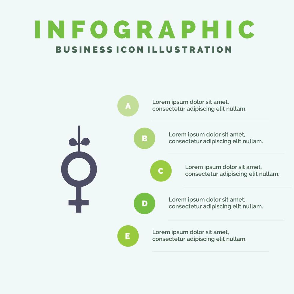 modelo de apresentação de infográficos de fita de símbolo de gênero apresentação de 5 etapas vetor