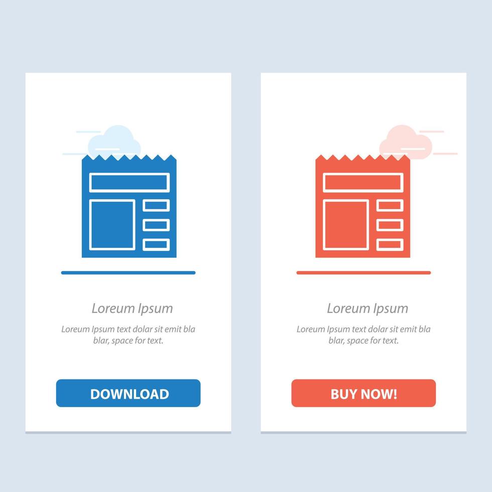 documentar banco de interface do usuário básico azul e vermelho baixar e comprar agora modelo de cartão de widget da web vetor
