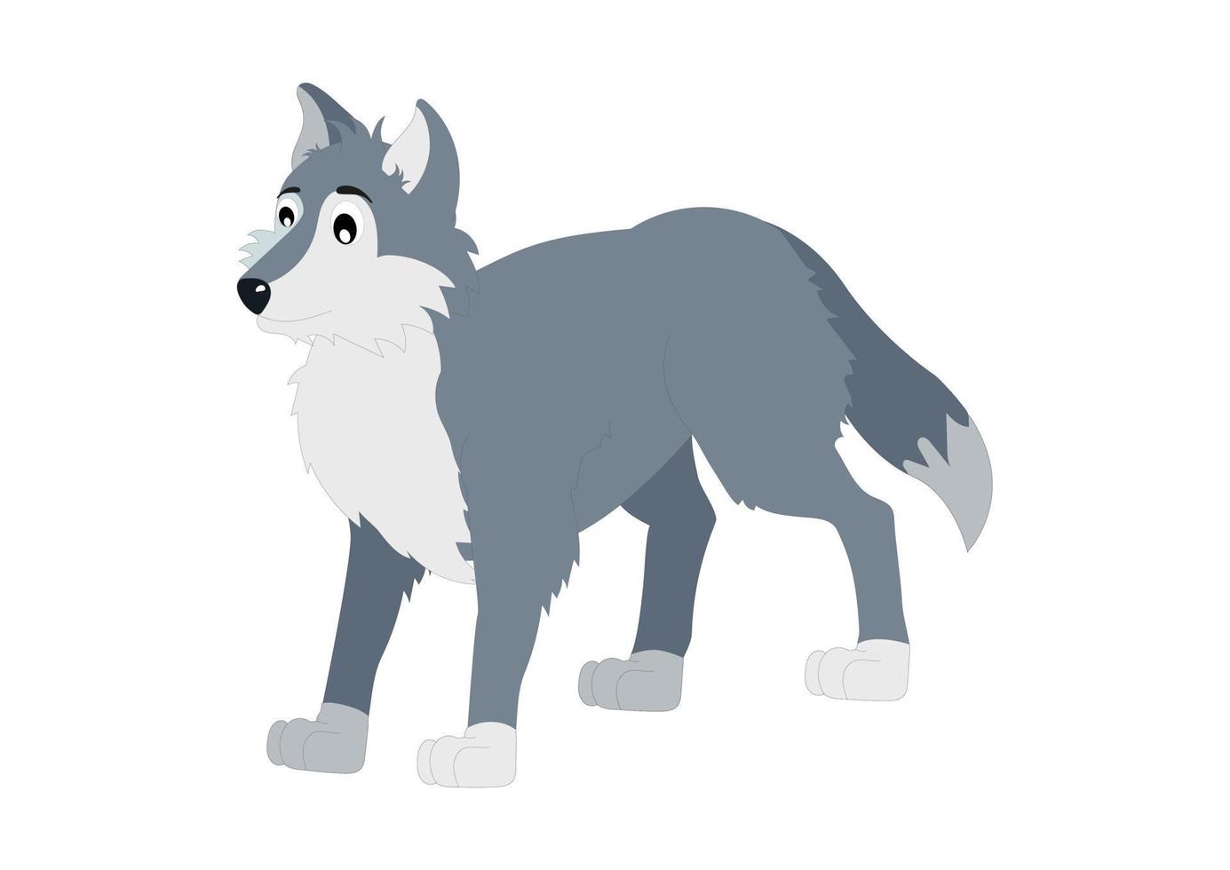 vetor de personagem de desenho animado de lobo em fundo branco