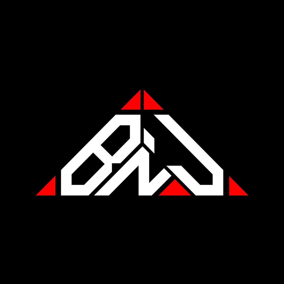 design criativo do logotipo da letra bnj com gráfico vetorial, logotipo simples e moderno bnj em forma de triângulo. vetor