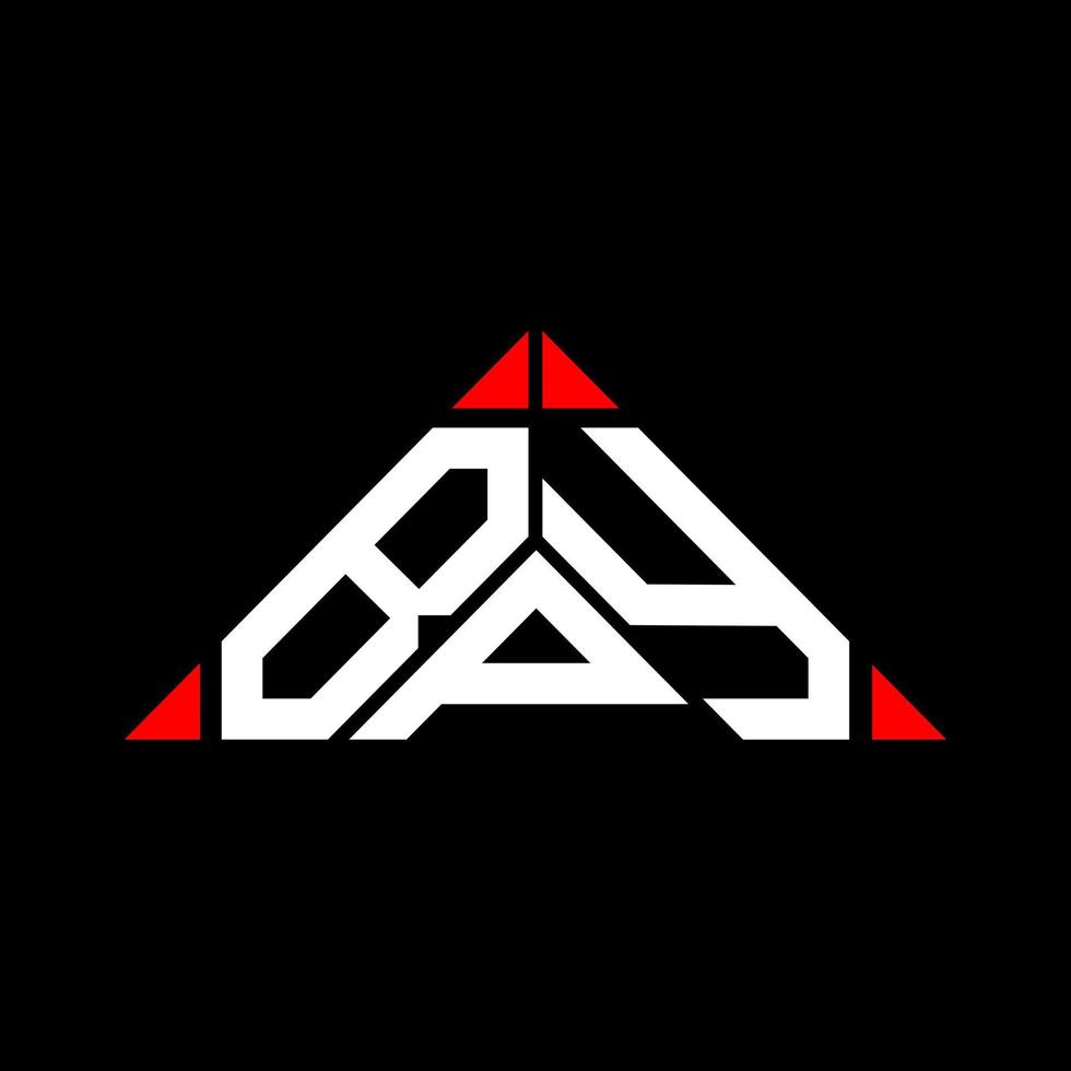 design criativo do logotipo da carta bpy com gráfico vetorial, logotipo simples e moderno bpy em forma de triângulo. vetor