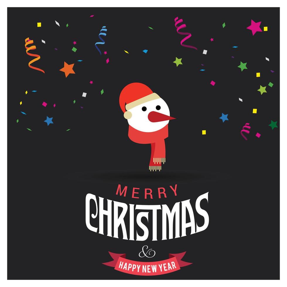 design de cartão de feliz natal com tipografia criativa e vetor de fundo escuro