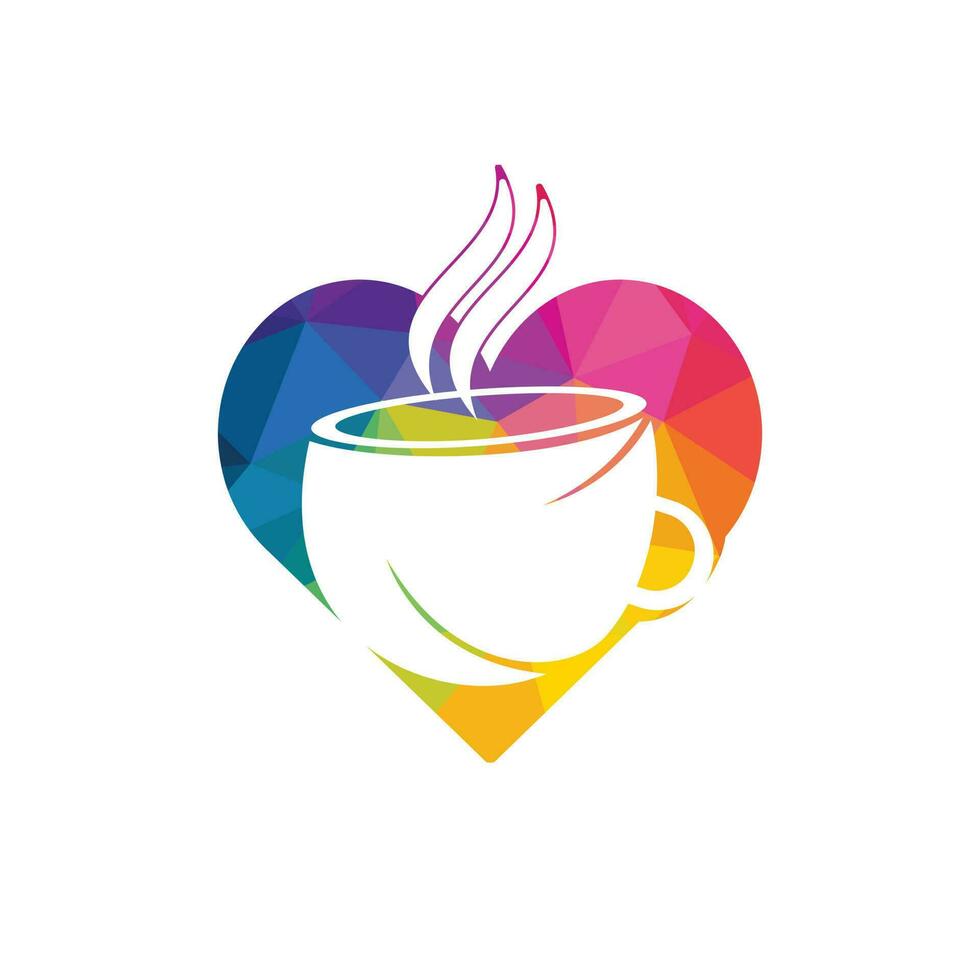 modelo de conceito de design de logotipo de amor de café. logotipo da xícara de café. pausa, café. vetor