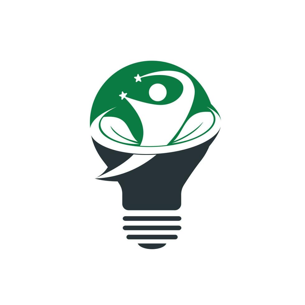 modelo de design de logotipo de vetor de saúde e cuidados humanos. humano, folhas e design de logotipo de ícone de lâmpada.
