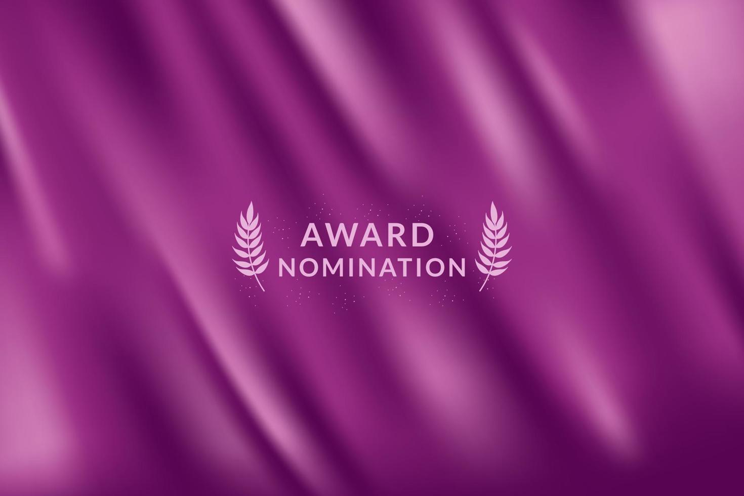 fundo de luxo cerimônia de nomeação de prêmio com cortina de pano violeta roxo com folhas de coroa vetor