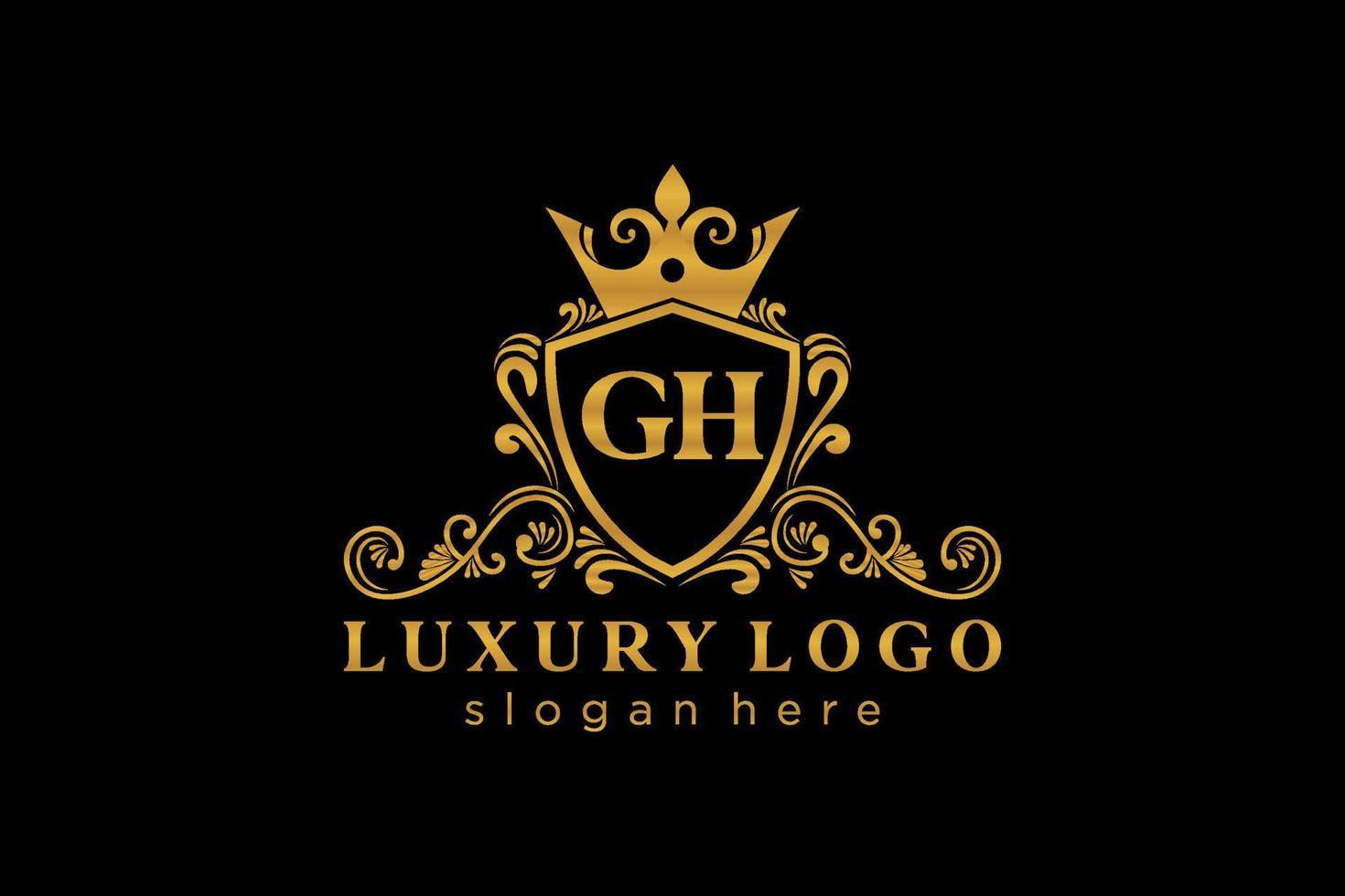 modelo de logotipo de luxo real carta inicial gh em arte vetorial para restaurante, realeza, boutique, café, hotel, heráldica, joias, moda e outras ilustrações vetoriais. vetor