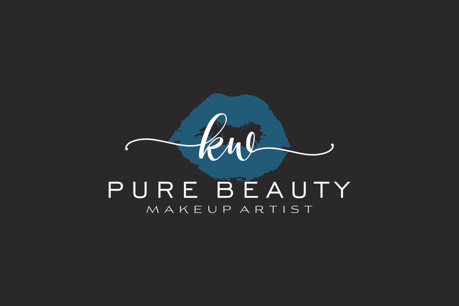 design de logotipo pré-fabricado de lábios de aquarela kw inicial, logotipo para marca de negócios de maquiador, design de logotipo de boutique de beleza blush, logotipo de caligrafia com modelo criativo. vetor