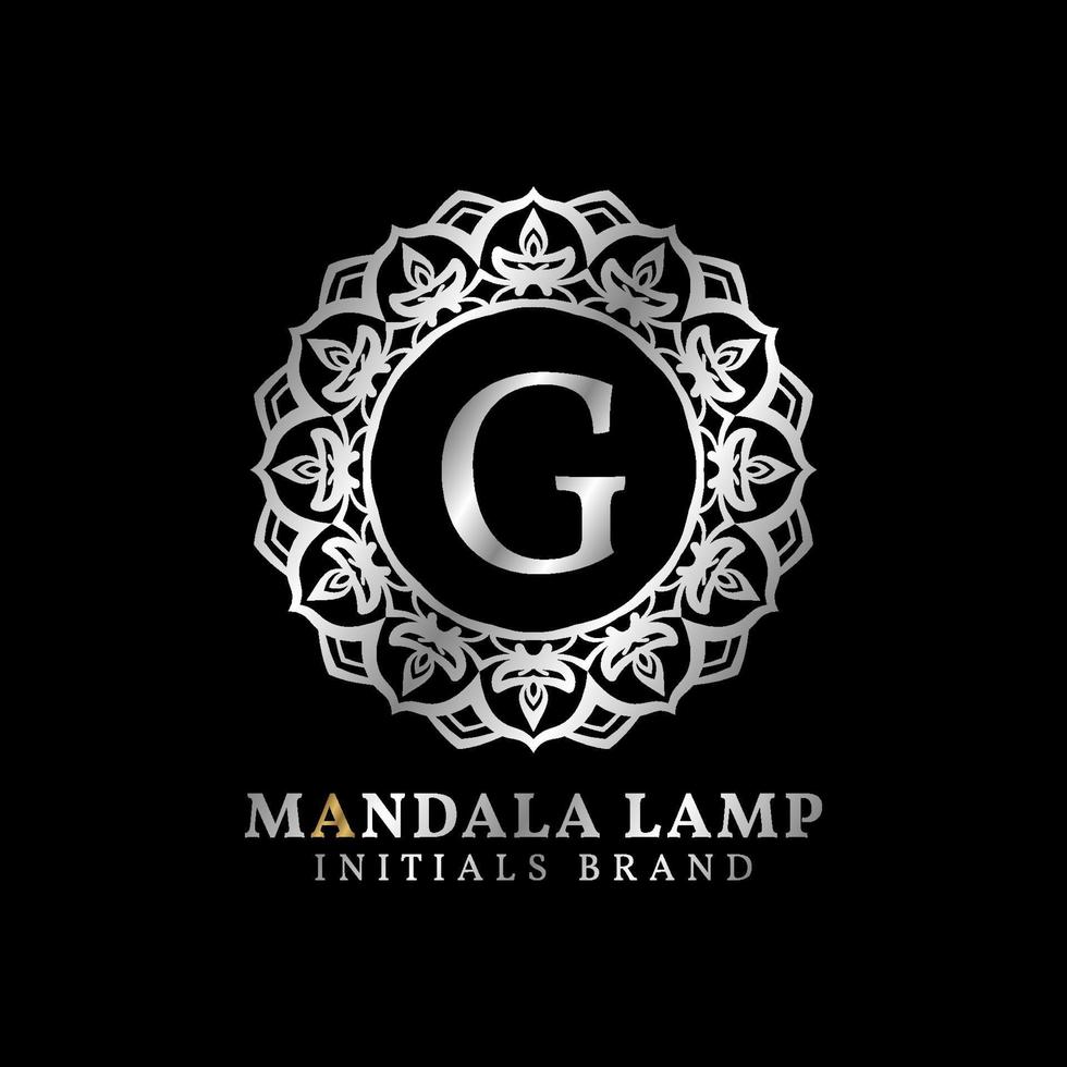 letra g mandala lâmpada inicial design de logotipo de vetor decorativo para casamento, spa, hotel, cuidados de beleza