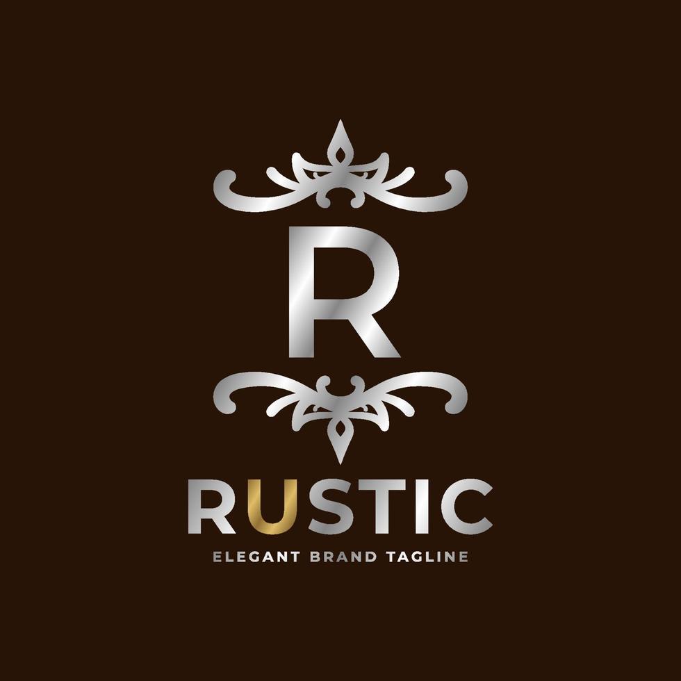 design de modelo de logotipo de vetor rústico letra r para moda, casamento, spa, salão de beleza, hotel, restaurante, cuidados de beleza