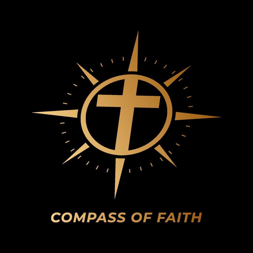 bússola da fé cruz design do logotipo do vetor