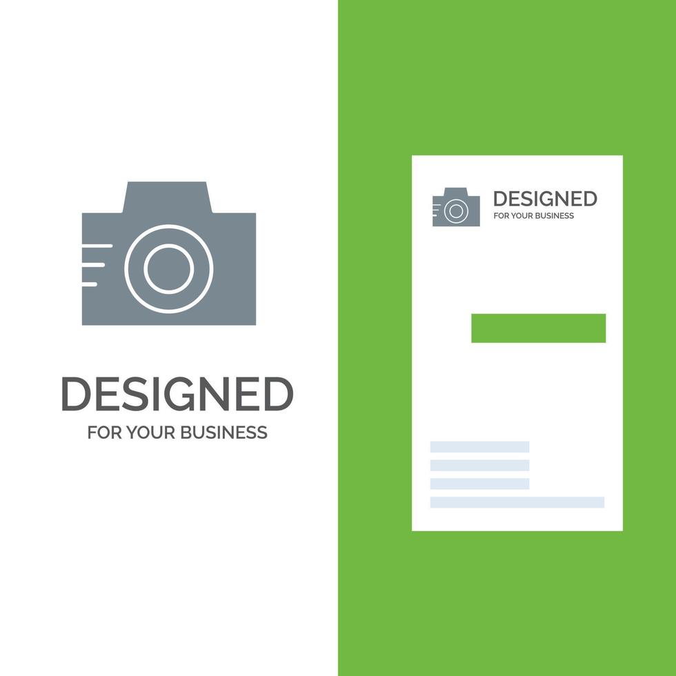 imagem da câmera foto imagem design de logotipo cinza e modelo de cartão de visita vetor