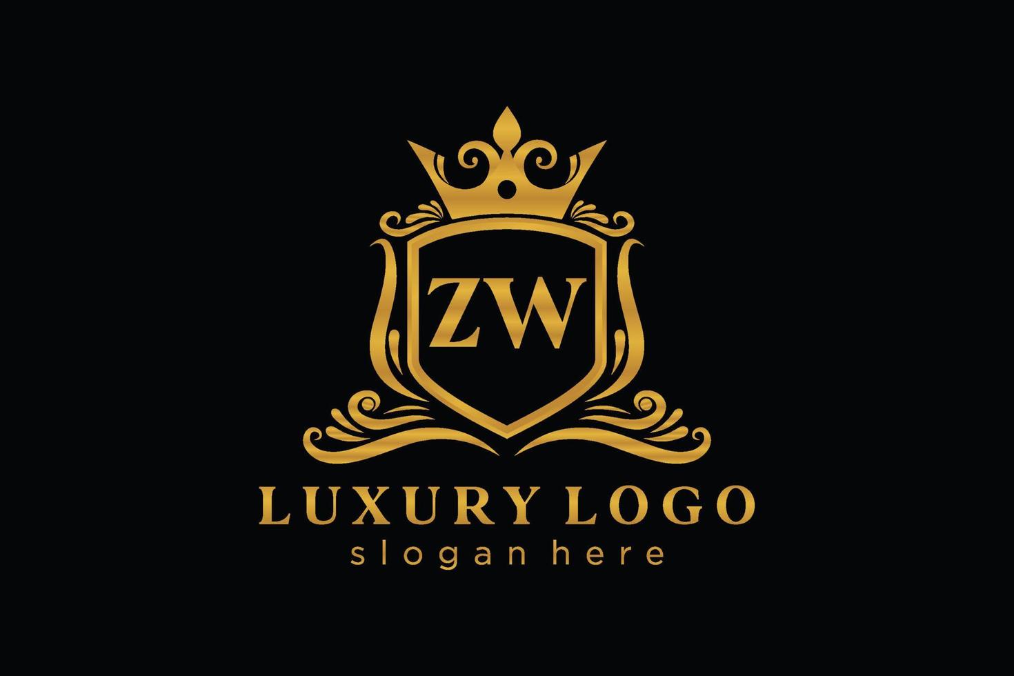 modelo de logotipo de luxo real inicial zw letter em arte vetorial para restaurante, realeza, boutique, café, hotel, heráldica, joias, moda e outras ilustrações vetoriais. vetor