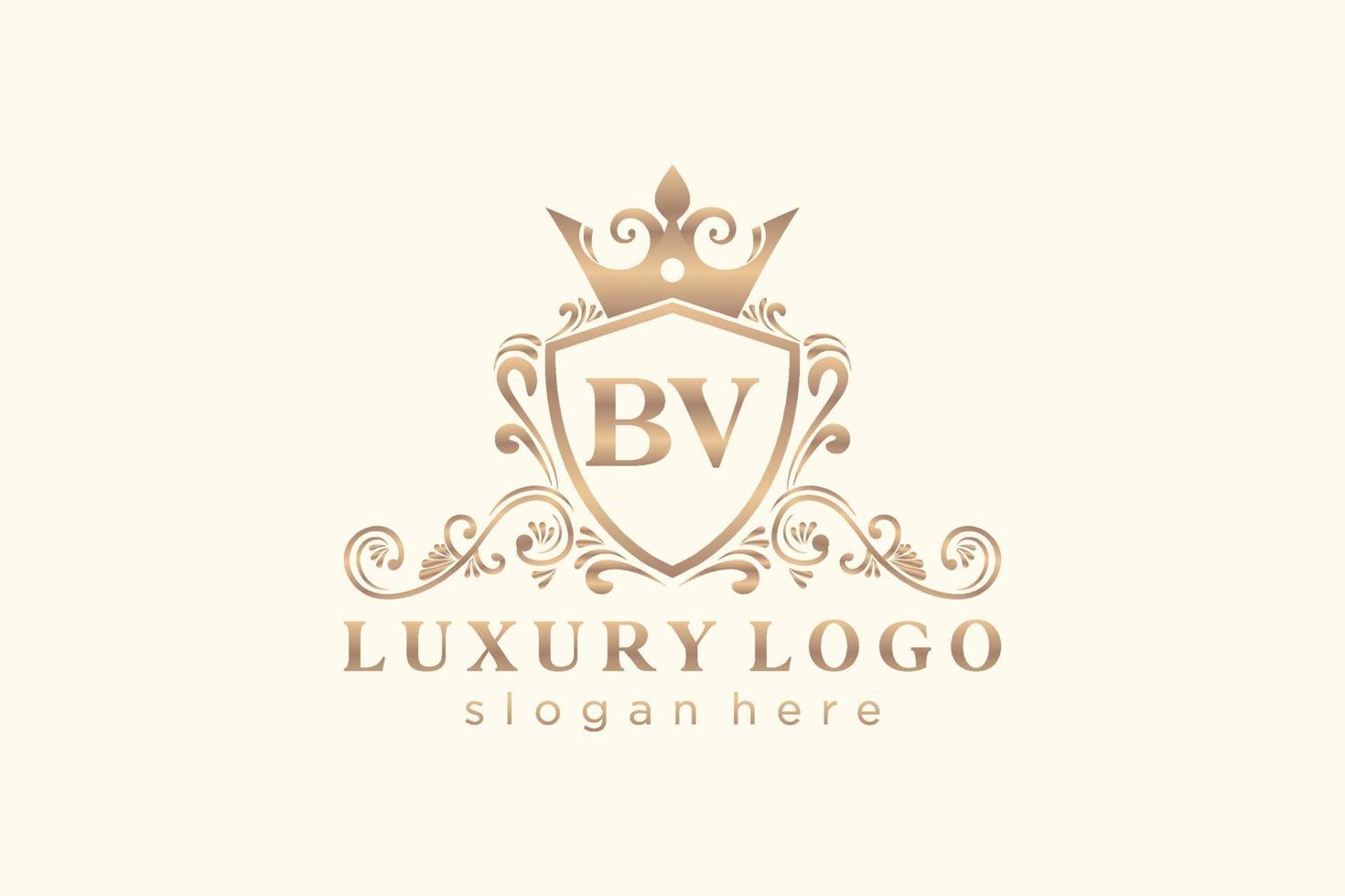 inicial bv letter modelo de logotipo de luxo real em arte vetorial para restaurante, realeza, boutique, café, hotel, heráldica, joias, moda e outras ilustrações vetoriais. vetor