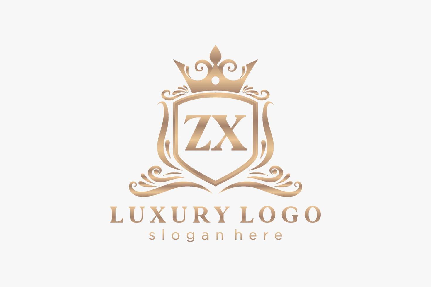 modelo de logotipo de luxo real inicial zx letter em arte vetorial para restaurante, realeza, boutique, café, hotel, heráldica, joias, moda e outras ilustrações vetoriais. vetor