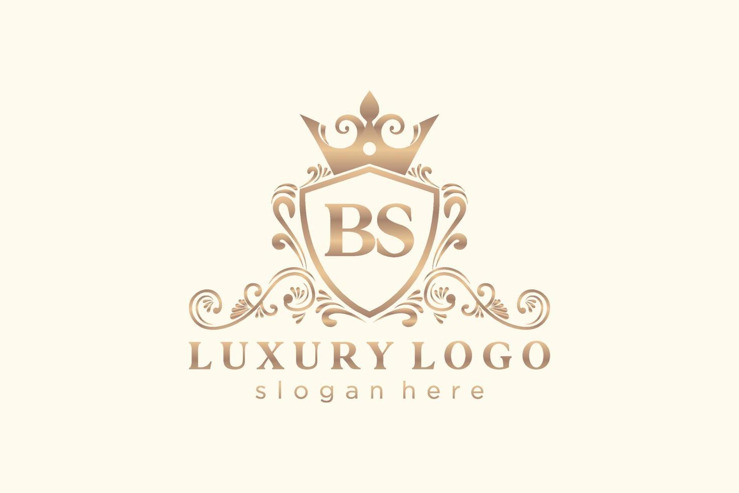 modelo de logotipo de luxo real carta inicial bs em arte vetorial para restaurante, realeza, boutique, café, hotel, heráldica, joias, moda e outras ilustrações vetoriais. vetor
