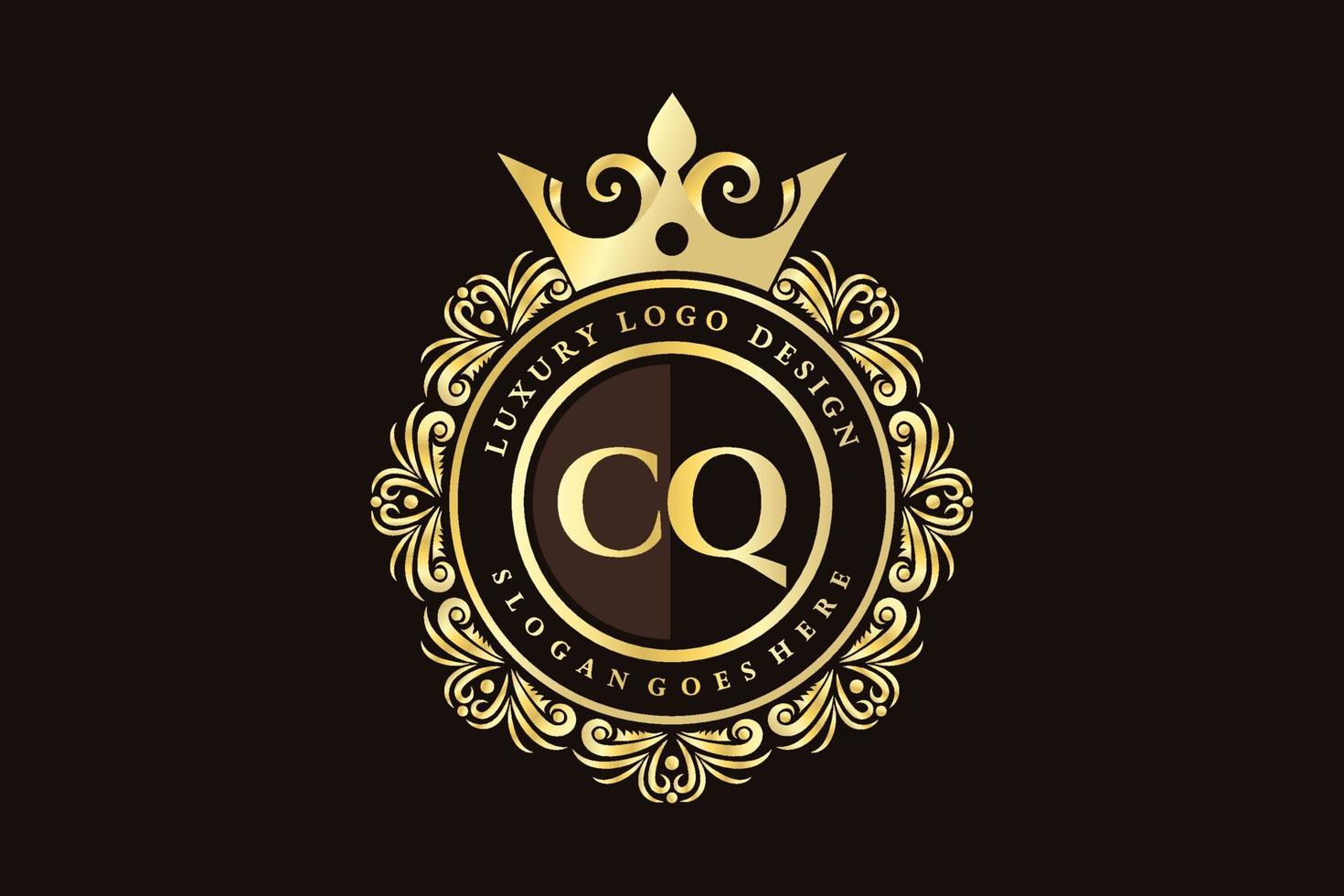 cq letra inicial ouro caligráfico feminino floral mão desenhada monograma heráldico antigo estilo vintage luxo design de logotipo vetor premium