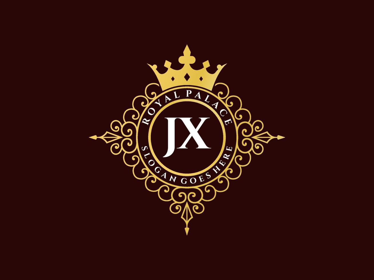 carta jx antigo logotipo vitoriano de luxo real com moldura ornamental. vetor