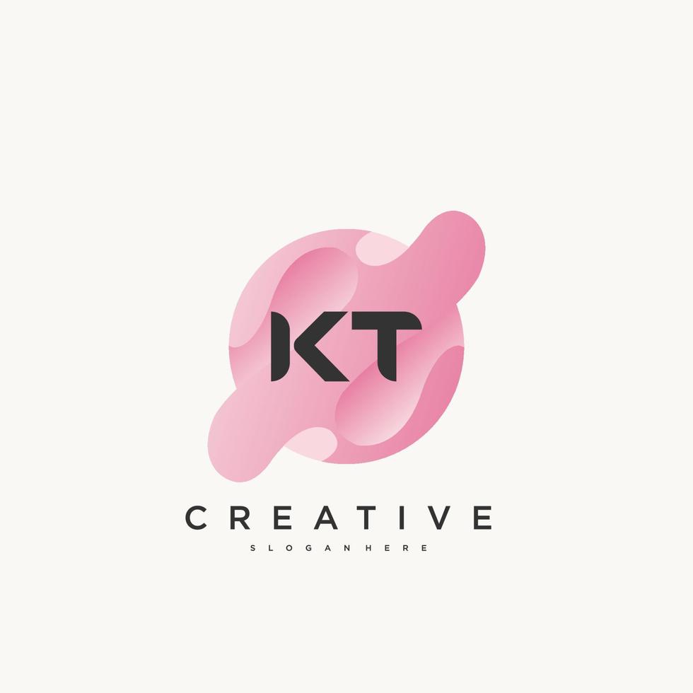 vetor de elementos de modelo de design de ícone de logotipo colorido de letra inicial kt