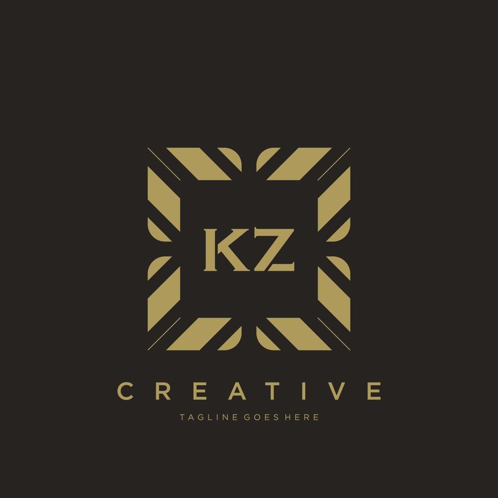 vetor de modelo de logotipo de monograma de ornamento de luxo de letra inicial kz