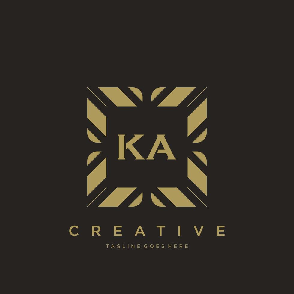 vetor de modelo de logotipo de monograma de ornamento de luxo de letra inicial ka