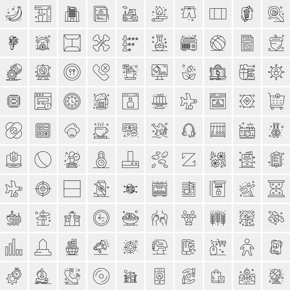 conjunto de 100 ícones de linha de negócios criativos vetor