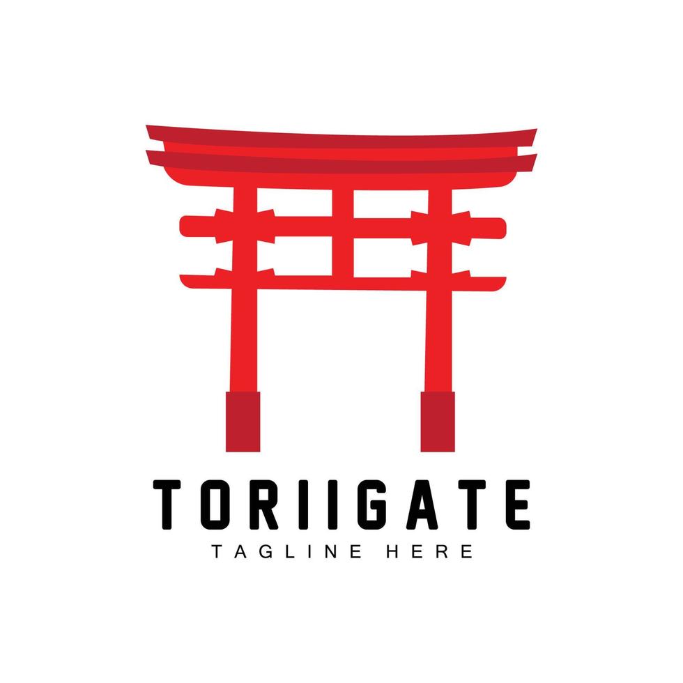 logotipo do portão torii, vetor de ícone do portão da história japonesa, ilustração chinesa, modelo de marca da empresa de design de madeira