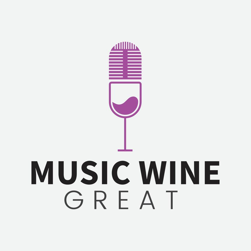 design de logotipo de vinho de música e modelo vetorial vetor