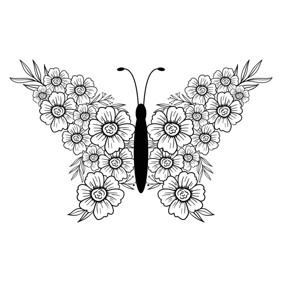 desenho de mandala de página para colorir borboleta. design de impressão. projeto de camiseta. vetor