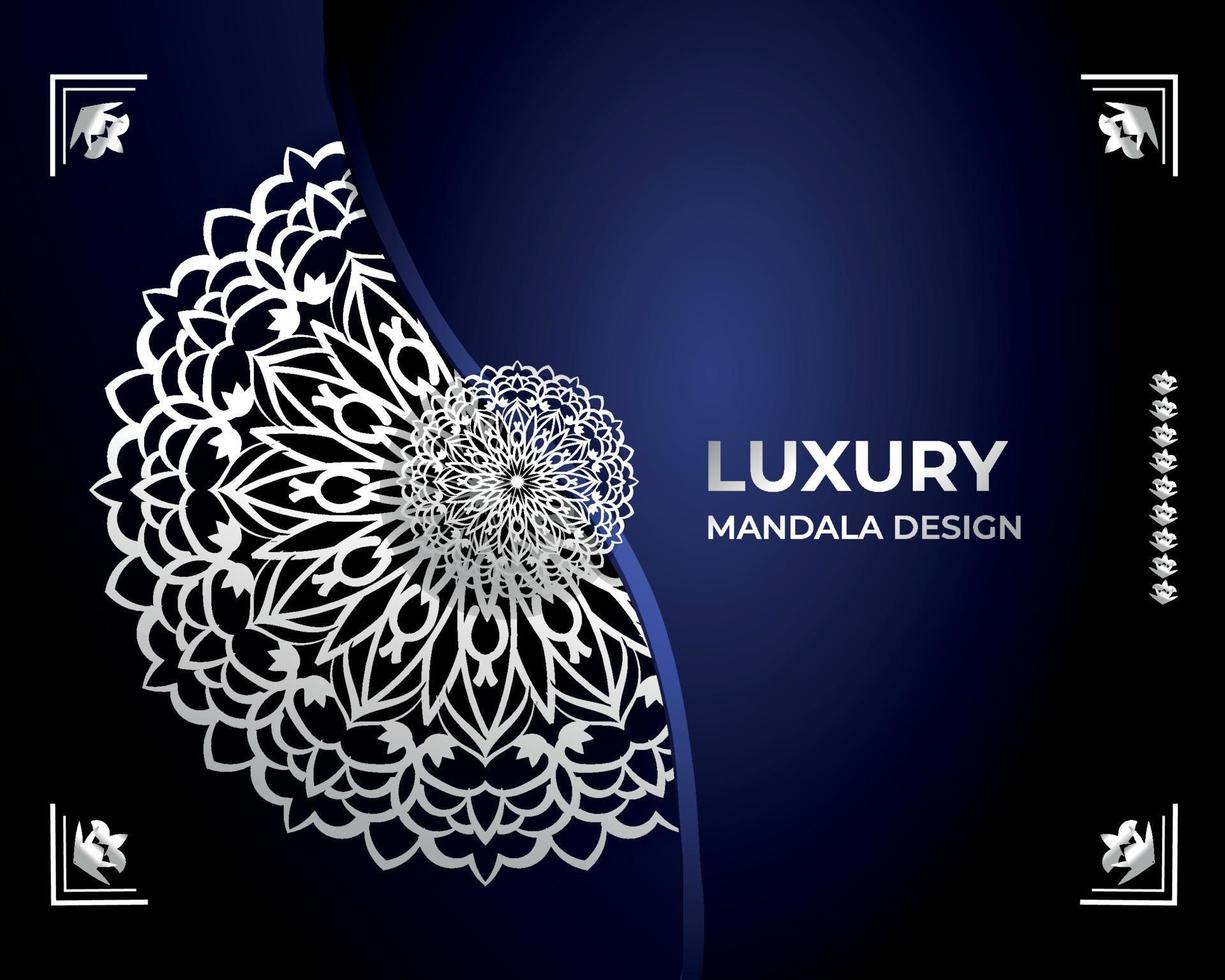 elegante design de mandala de luxo prateado vetor