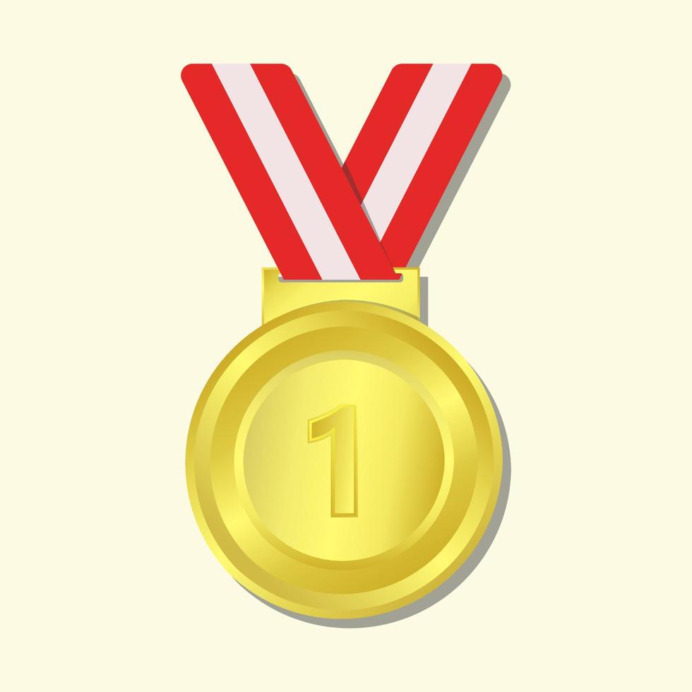 medalha de campeão olímpico 1ª ilustração de clip art de ouro, vencedor 1º. vetor