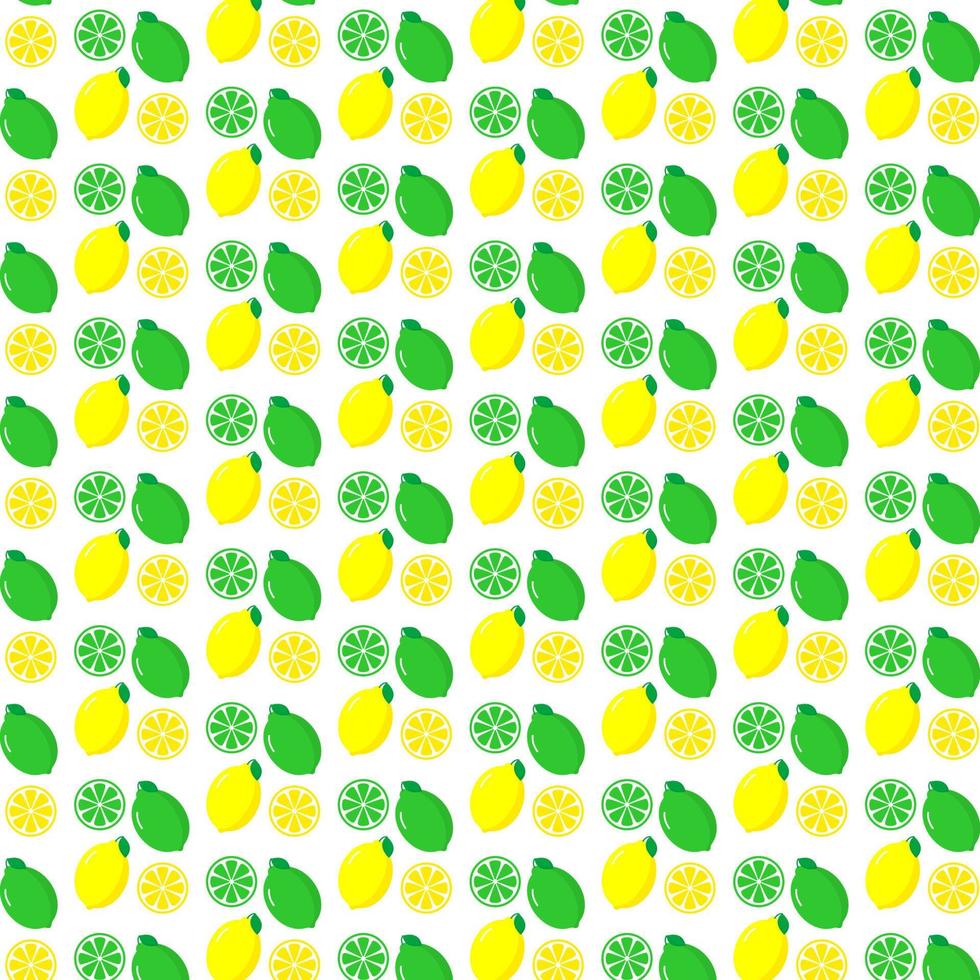 padrão sem emenda de limão e limão. padrão de frutas coloridas brilhantes. padrão de vetor. vetor