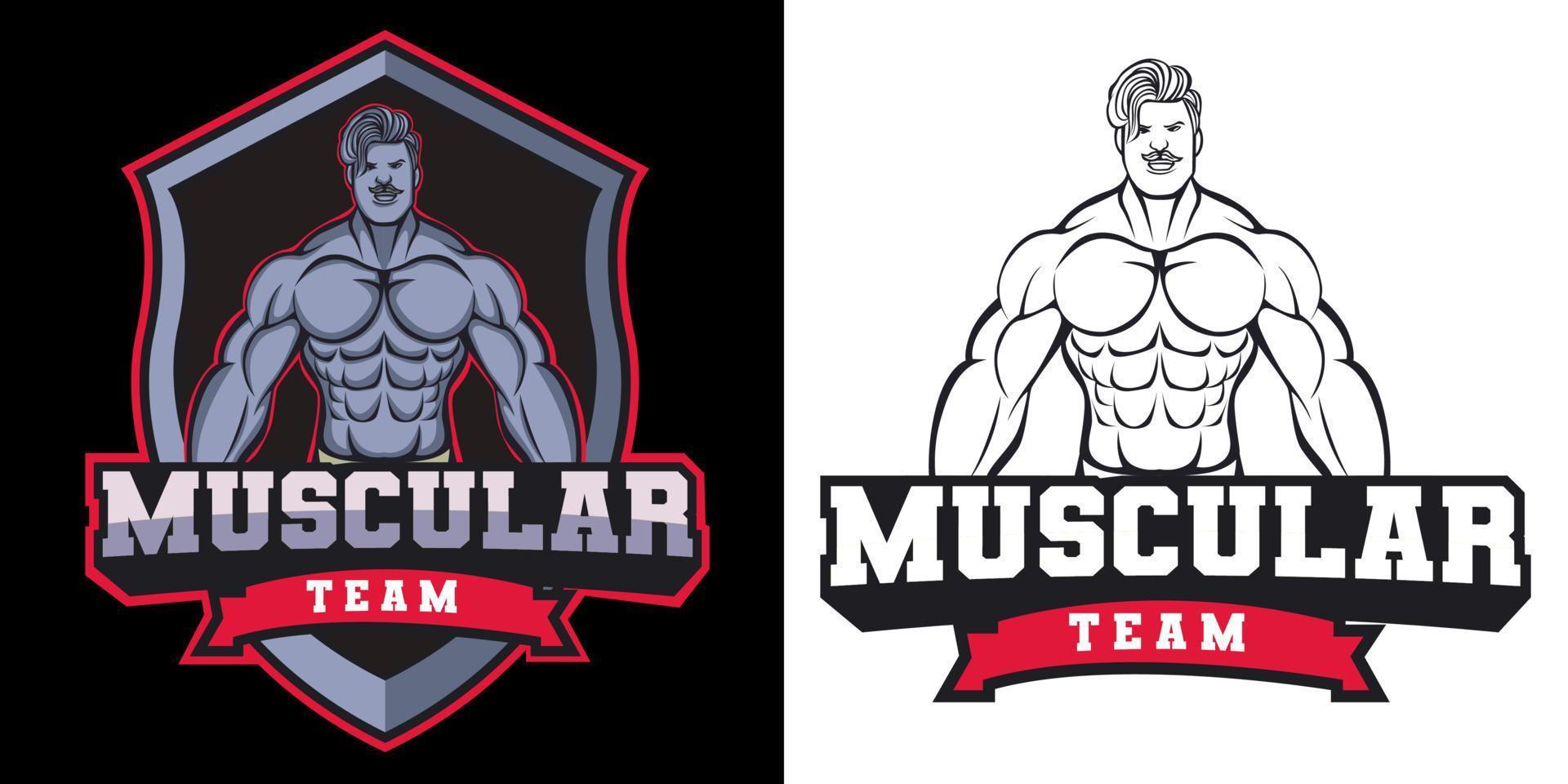 design de mascote de logotipo de esporte muscular vetor