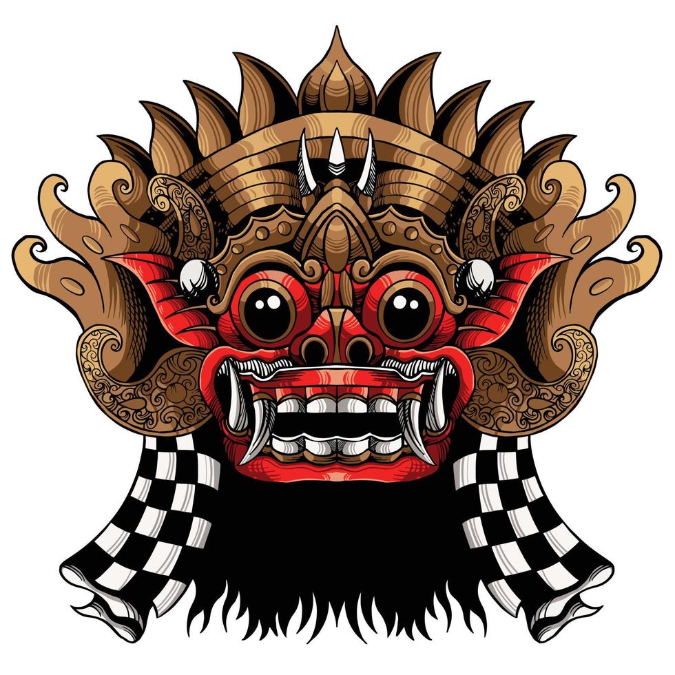 ilustração vetorial de máscara balinesa barong vetor