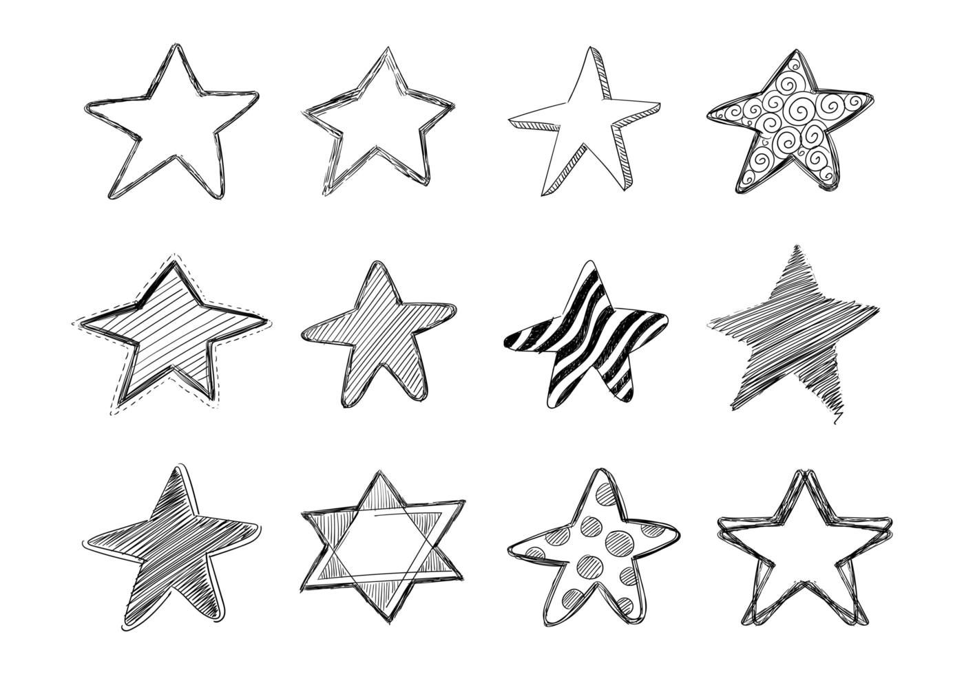 esboço desenhado mão desenho coleção estrela vetor